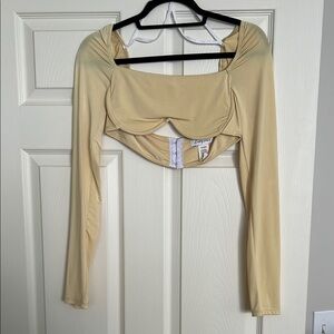Light Yellow Bustier Long Sleeve Women's Top